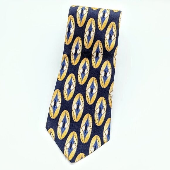 Cerruti CXIII Blue Gold Men's Silk Tie - Picture 2 of 4